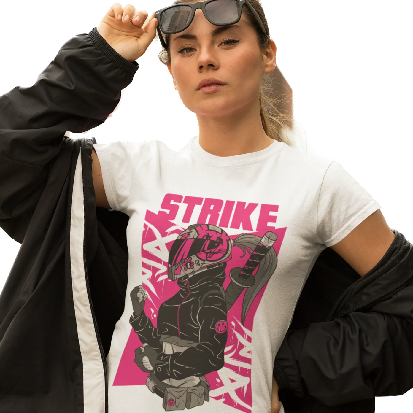 STRIKE T-Shirt for Women (Hot Pink Graphic) | BIKERSTORE.IN - Biker.Store - www.biker.store