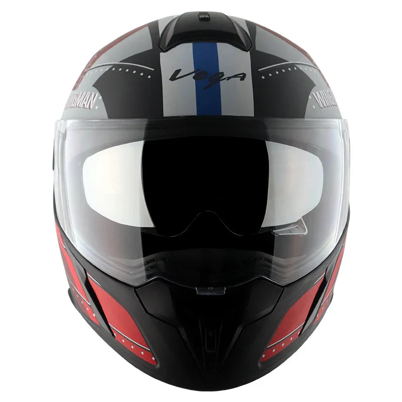 Vega Ryker D/V Wingman Dull Black Red Helmet - Biker.Store - www.biker.store