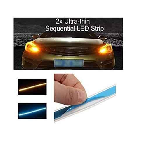 DRL 2 Pcs 12V 60cm Daytime Running Turn Signal White & Yellow DRL Lamp LED Fancy Strip Light For All Cars - Biker.Store - www.biker.store