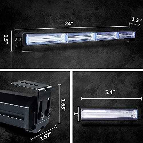 LED Red Blue Strobe Light Flasher Bar 24 inch Cob 42W LED Lights, Safety Flashing Red Blue Light Bars with Cigar Lighter for Bikes, Cars, Heavy Vehicles - Biker.Store - www.biker.store