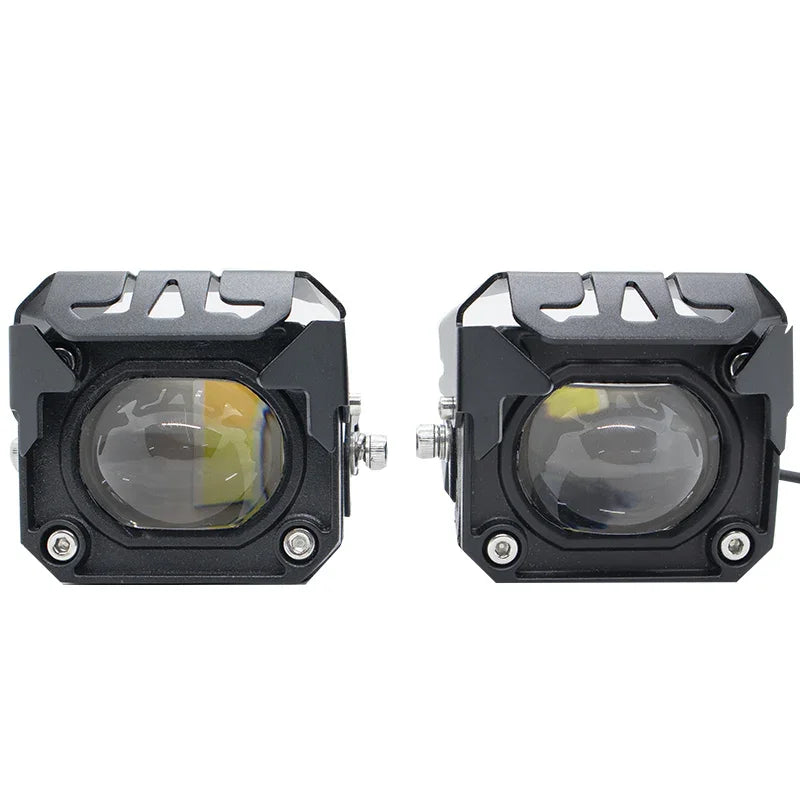 HJG Projector Box LED Fog light DUAL COLOUR ALL IN ONE LED FOG LIGHT 60W 12- 80V LIGHT FOR OFF ROAD SAFETY (Set of 2 with switch) - Biker.Store - www.biker.store