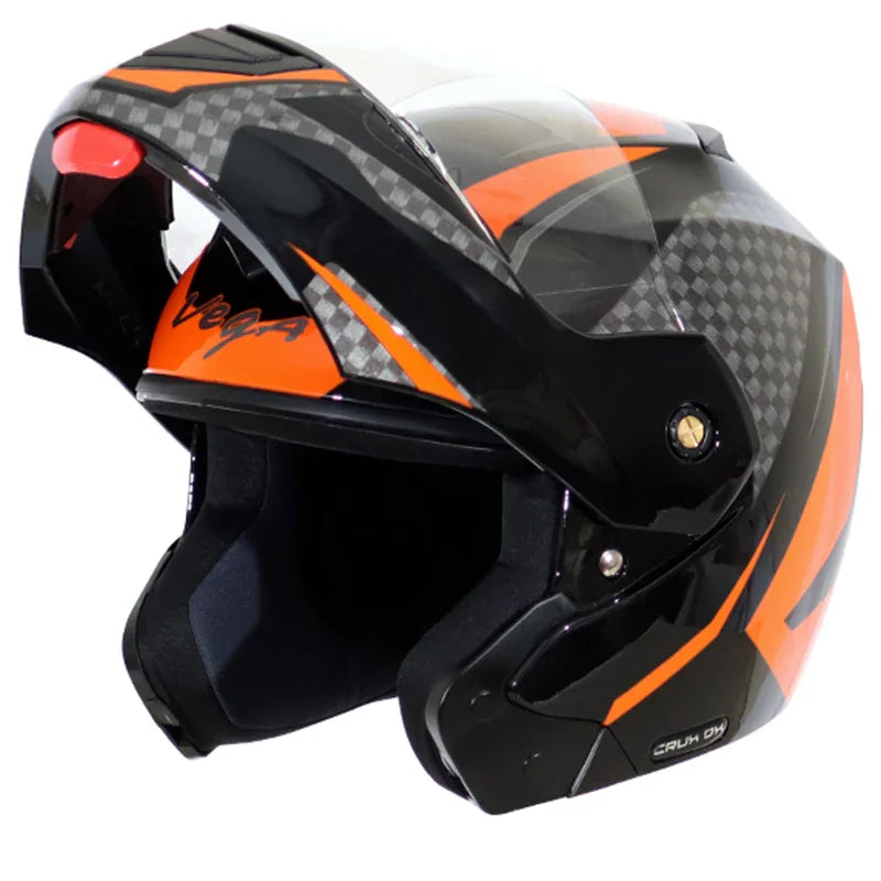 Vega Crux Dx Checks Black Orange Helmet - Biker.Store - www.biker.store