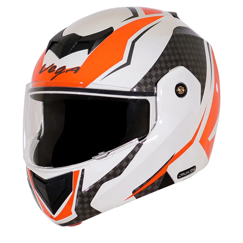 Vega Crux Dx Checks White Orange Helmet - Biker.Store - www.biker.store