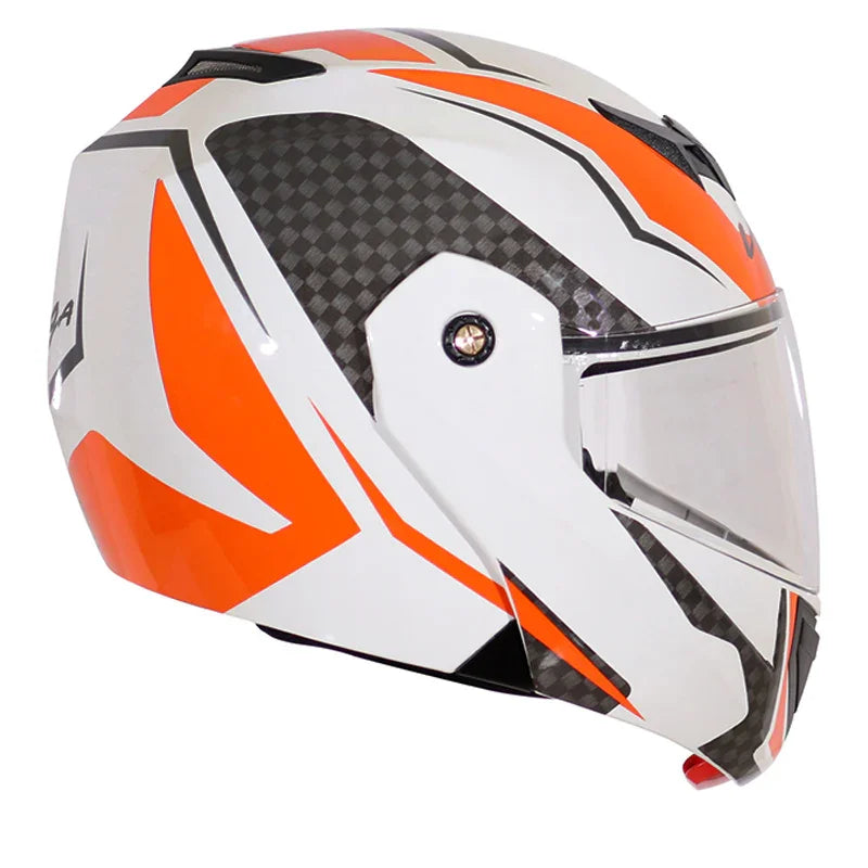 Vega Crux Dx Checks White Orange Helmet - Biker.Store - www.biker.store