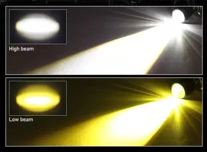 CYT ORIGINAL LED DC White/Yellow DUAL Power Headlight Bulb Universal For All Bikes, Motorcycle, Scooty (DC8V-48V, 40W) 3 Side H4 White/Yellow DUAL LED Headlight with Cooling Fan Head lamp Conversion Kit - Type H4, Blue Body - Biker.Store - www.biker.store