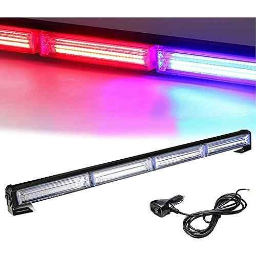 LED Red Blue Strobe Light Flasher Bar 24 inch Cob 42W LED Lights, Safety Flashing Red Blue Light Bars with Cigar Lighter for Bikes, Cars, Heavy Vehicles - Biker.Store - www.biker.store