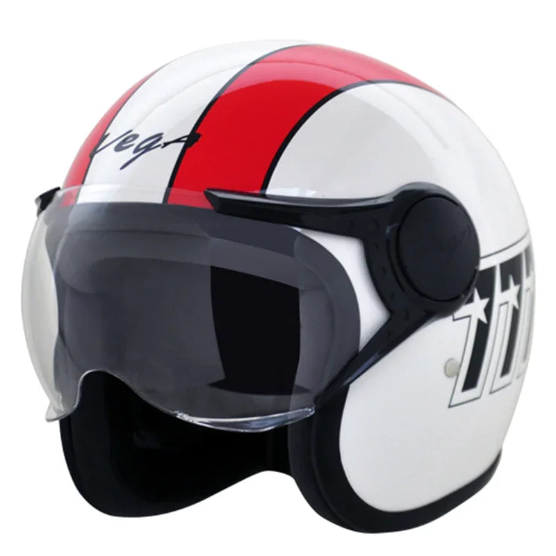 Vega Jet 777 W/Visor White Red Helmet - Biker.Store - www.biker.store
