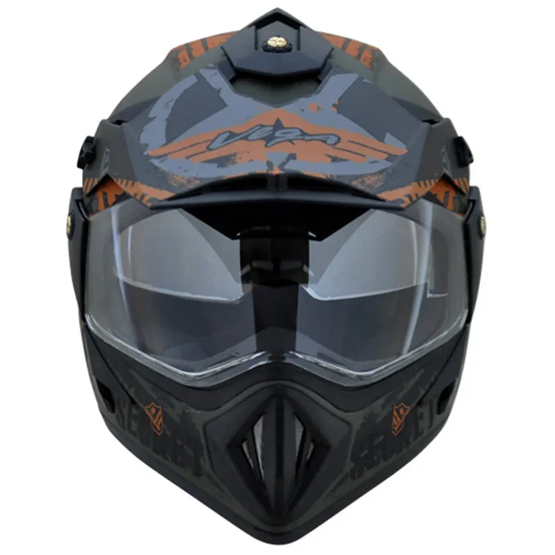 Vega Off Road D/V Secret Dull Green Black Helmet - Biker.Store - www.biker.store