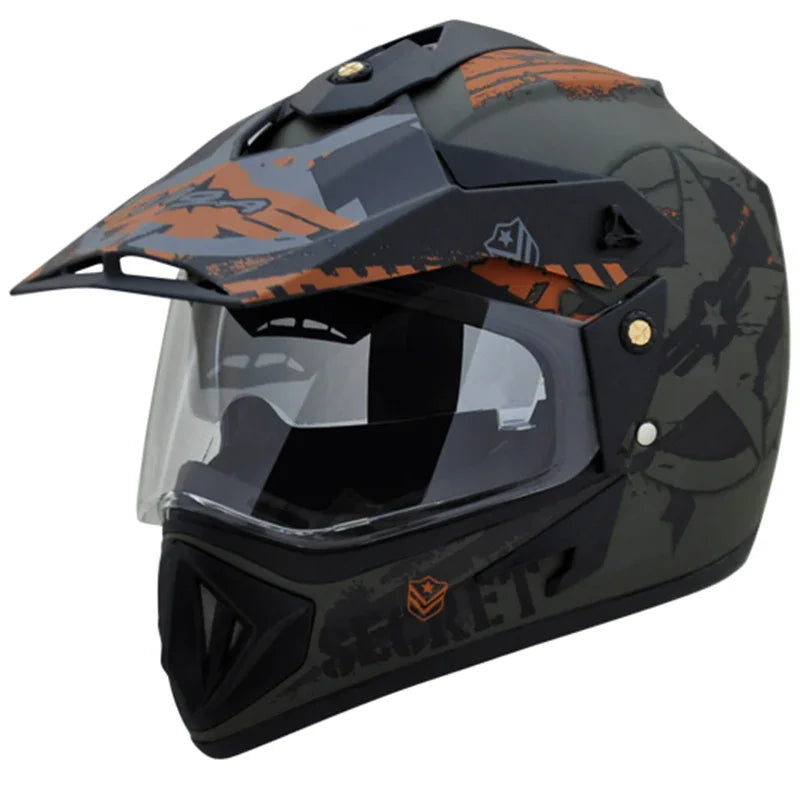 Vega Off Road D/V Secret Dull Green Black Helmet - Biker.Store - www.biker.store