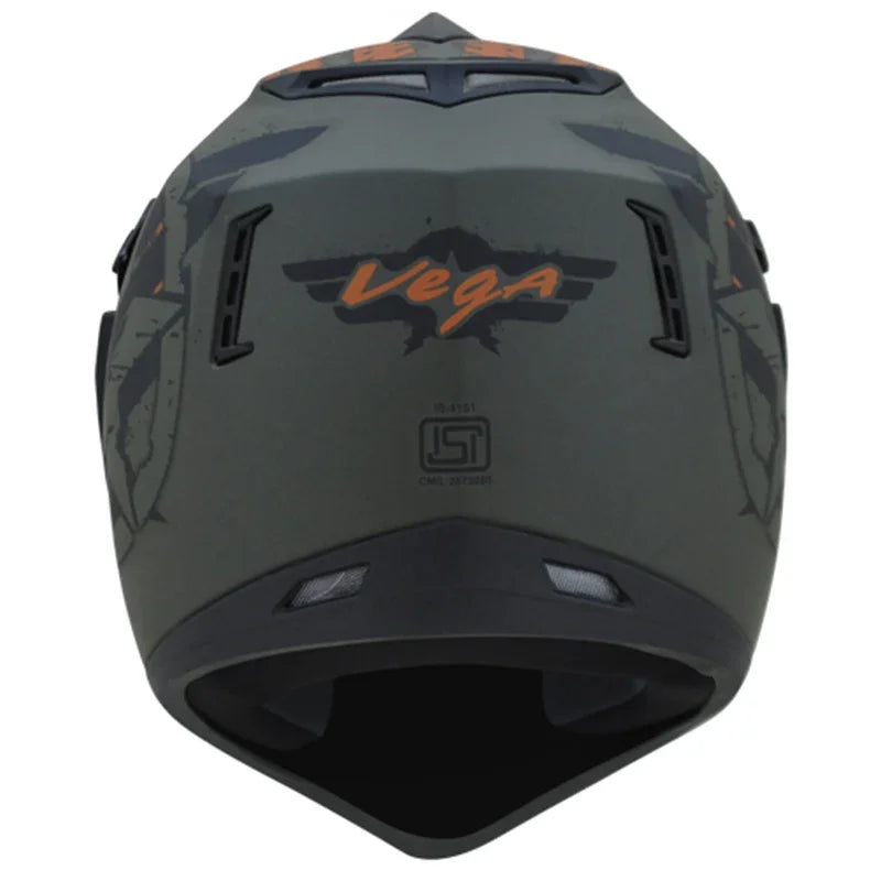 Vega Off Road D/V Secret Dull Green Black Helmet - Biker.Store - www.biker.store