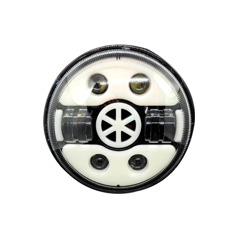 7 Inch Tri Colour Round LED Harley Headlight Fits in Royal Enfield, Thar (12V-80V 90W) (Tiranga) - Biker.Store - www.biker.store