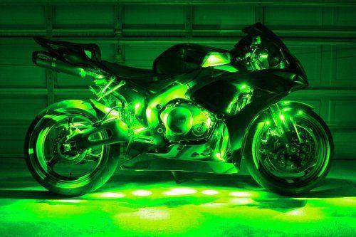 hjg Sunny Day GREEN IMPORTED Underglow PATCH LIGHTS (Front/Rear , Bike Body Lights) - PACK OF 4 - IP65 WATERPROOF DUSTPROOF SHOCKPROOF - Universal Decorative Light for all Motorbike, Car LED (12V, 1.5 W) (Universal For Bike, Universal For Car, Pack of 4) - Biker.Store - www.biker.store