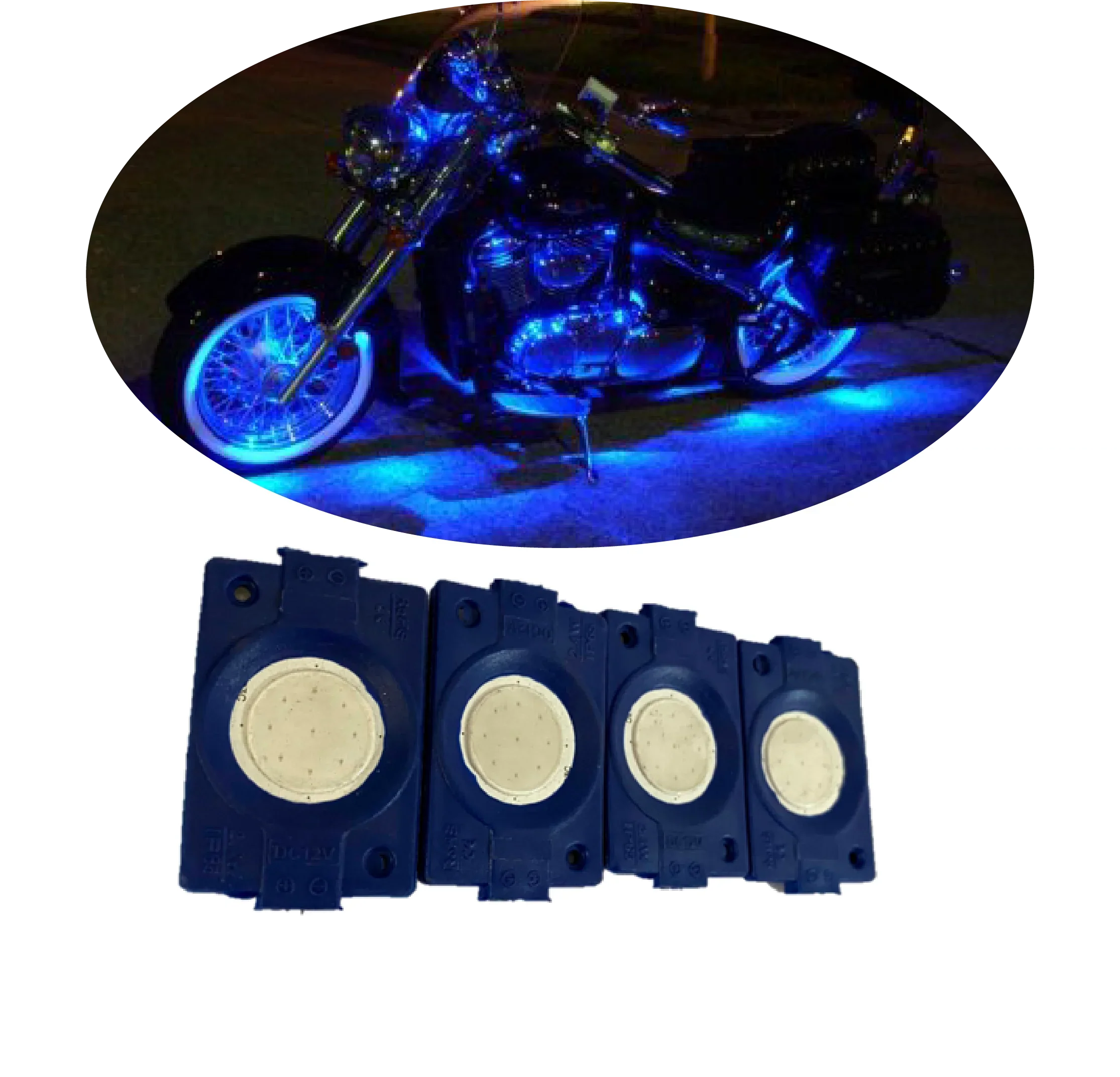hjg Sunny Day BLUE IMPORTED Underglow PATCH LIGHTS (Front/Rear , Bike Body Lights) - PACK OF 4 - IP65 WATERPROOF DUSTPROOF SHOCKPROOF - Universal Decorative Light for all Motorbike, Car LED (12 V, 1.5 W) (Universal For Bike, Universal For Car, Pack of 4) - Biker.Store - www.biker.store