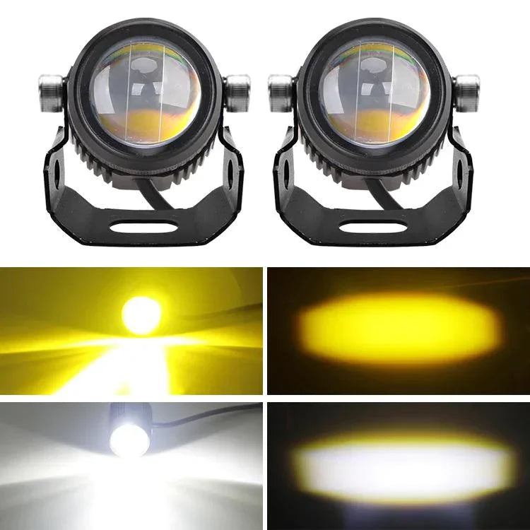 Original HJG Mini Drive LED Fog Light Bulb Lamp For Cars and Motorcycles Dual Color (White & Yellow) With Cooling Fan 2Pcs - Biker.Store - www.biker.store