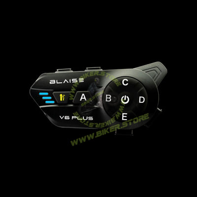 Blaise V6 Plus Motorcycle Helmet Intercom - 1200M Range - 6 Riders Multi-Pairing Bluetooth System - Biker.Store - www.biker.store