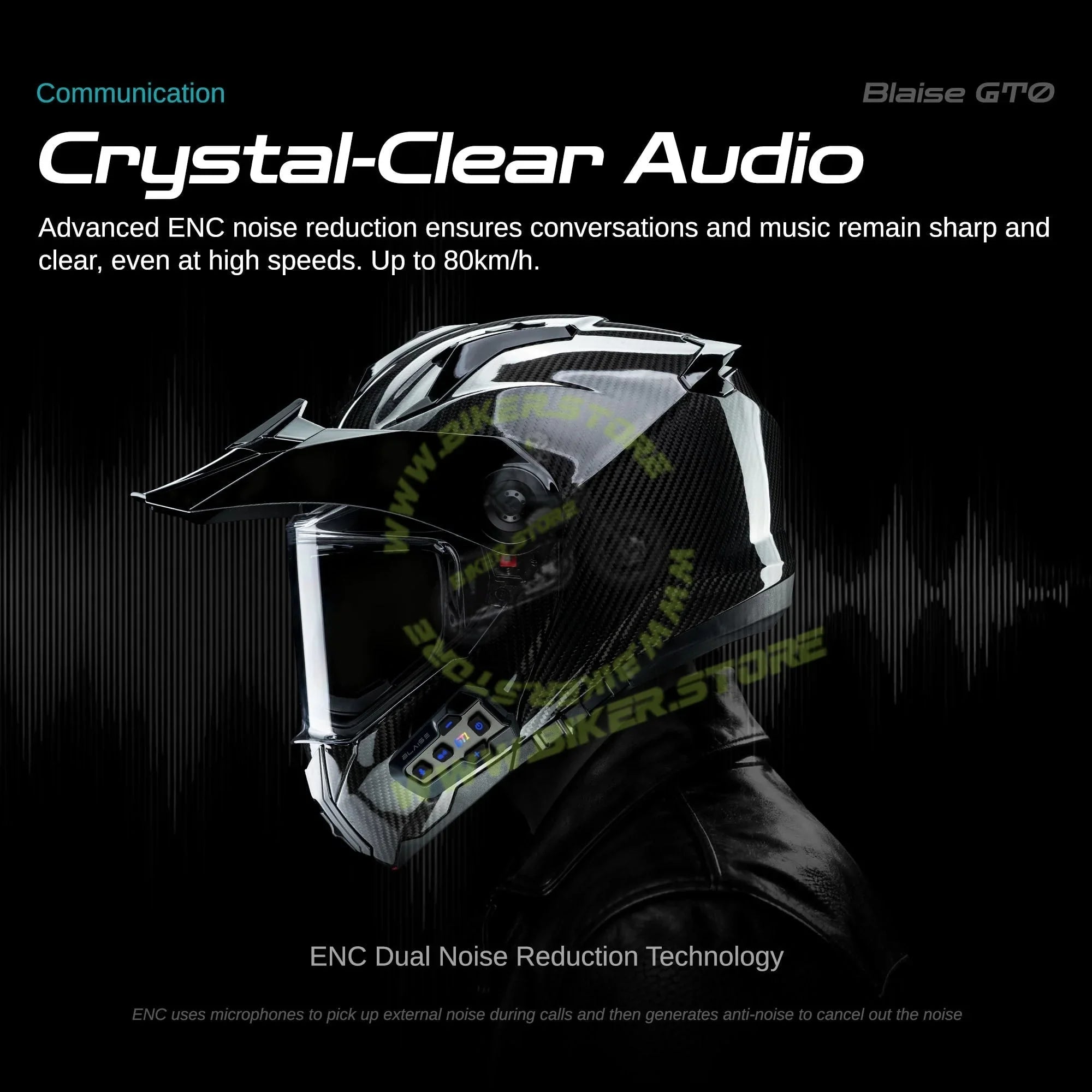 Blaise GT0 Motorcycle Helmet Bluetooth Headset – 1000mAh Battery, 30-Hour Talk Time & IPX6 Waterproof - Biker.Store - www.biker.store