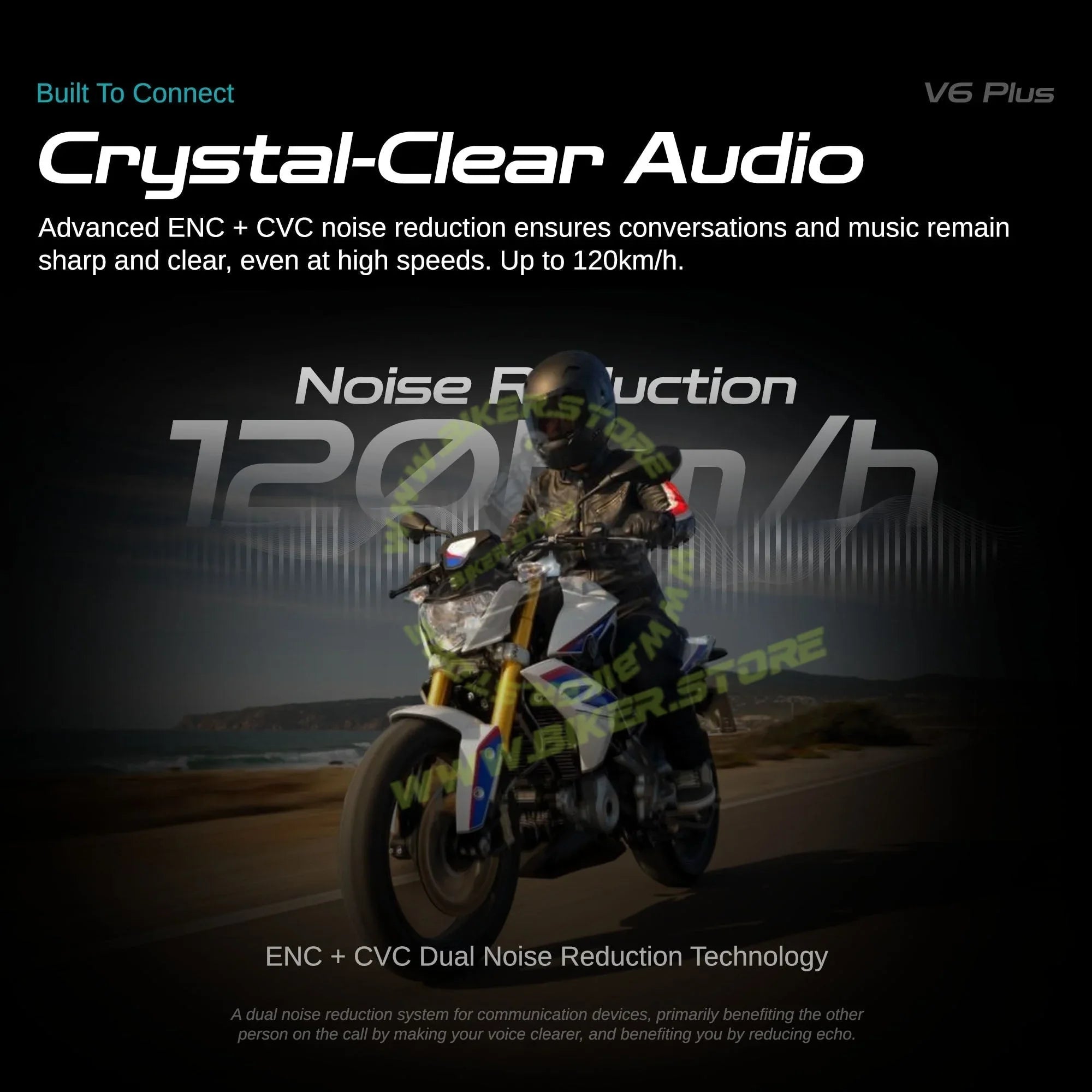 Blaise V6 Plus Motorcycle Helmet Intercom - 1200M Range - 6 Riders Multi-Pairing Bluetooth System - Biker.Store - www.biker.store