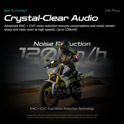 Blaise V6 Plus Motorcycle Helmet Intercom - 1200M Range - 6 Riders Multi-Pairing Bluetooth System - Biker.Store - www.biker.store