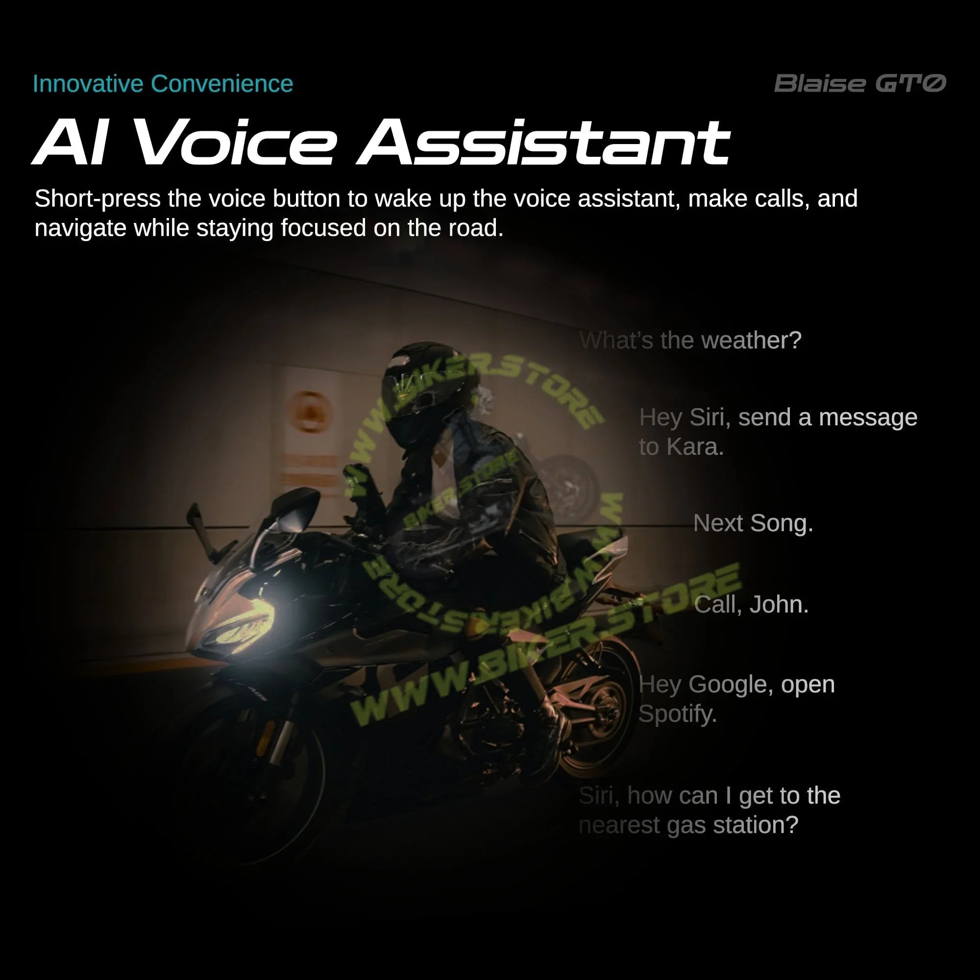 Blaise GT0 Motorcycle Helmet Bluetooth Headset – 1000mAh Battery, 30-Hour Talk Time & IPX6 Waterproof - Biker.Store - www.biker.store