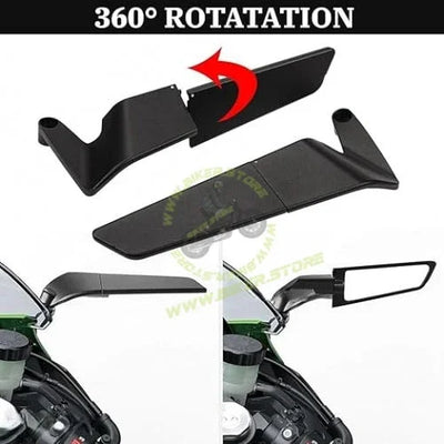 BIKERSTORE.IN Yoke Fitting Stealth Fin Mirror - Black Color ( Set of 2 pieces ) - Biker.Store - www.biker.store