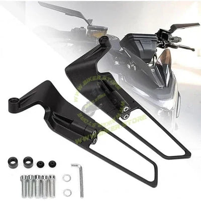 BIKERSTORE.IN Yoke Fitting Stealth Fin Mirror - Black Color ( Set of 2 pieces ) - Biker.Store - www.biker.store