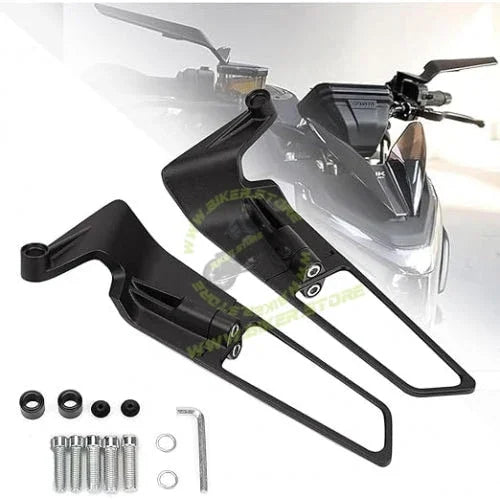 BIKERSTORE.IN Yoke Fitting Stealth Fin Mirror - Black Color ( Set of 2 pieces ) - Biker.Store - www.biker.store