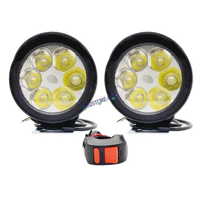 HJG 6 LED Yellow Fog Lights for Bikes and Cars High Power, Heavy clamp and Strong ABS Plastic. (6 led Cap Set with Switch) Yellow Only with Flash Mode - Biker.Store - www.biker.store