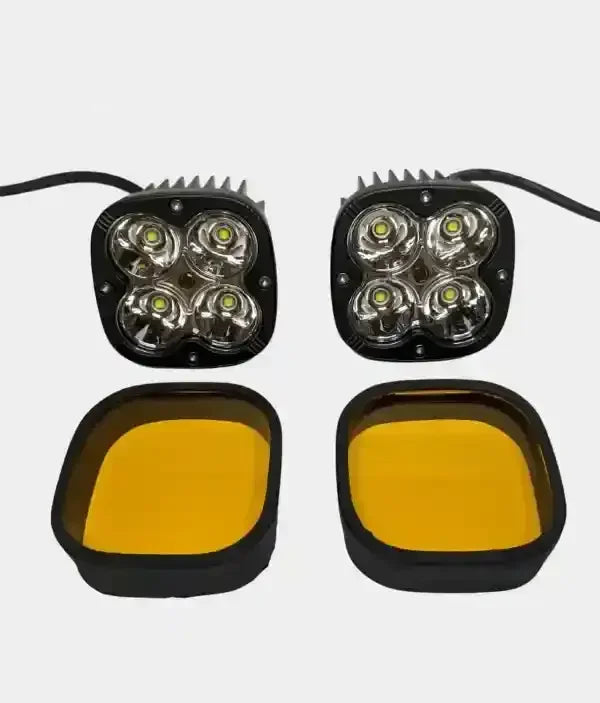 HJG Original 4 LED CREE 60W Fog Light Auxiliary Light For All Motorcycles With Yellow Filter Cap (2 Pcs) - Biker.Store - www.biker.store