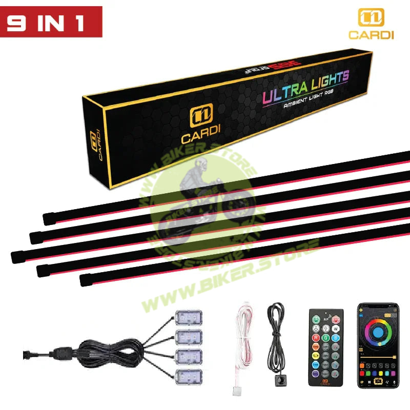 Cardi Ambient Smart LED Ambient Light Strip Kit for Interior Car Lighting, Universal Atmosphere Lamp K3 Plus 7th Gen, 9-in-1 Ambient Lighting Solution with App control - Biker.Store - www.biker.store