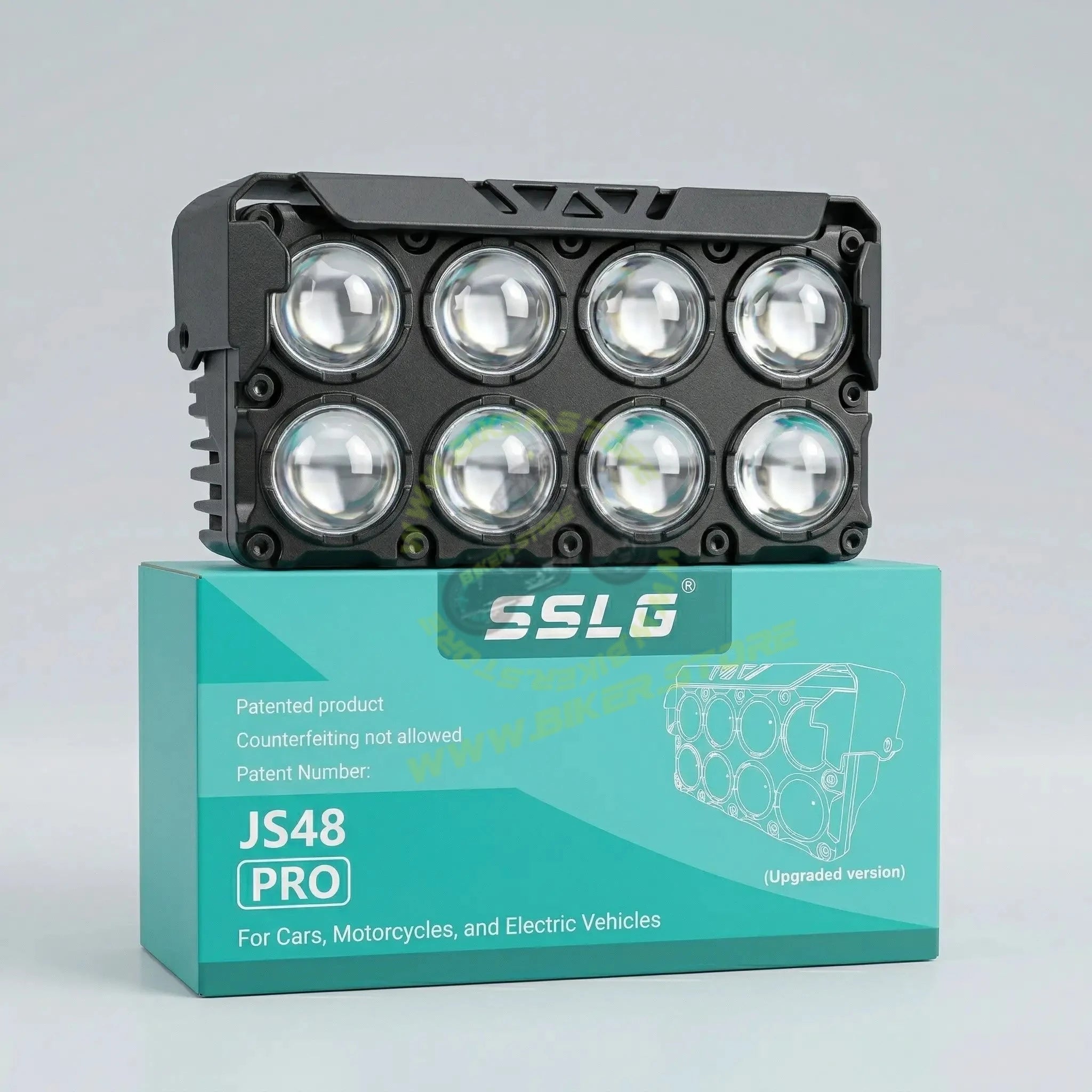 SSLG 8 Lens JS48 PRO 50W FOG LIGHT| Dual Colour Mode White/Yellow with Flashing Mode| Red/Blue Devil Eye Mode (Pack of 1) SSLG JS48 PRO Foglight - Biker.Store - www.biker.store
