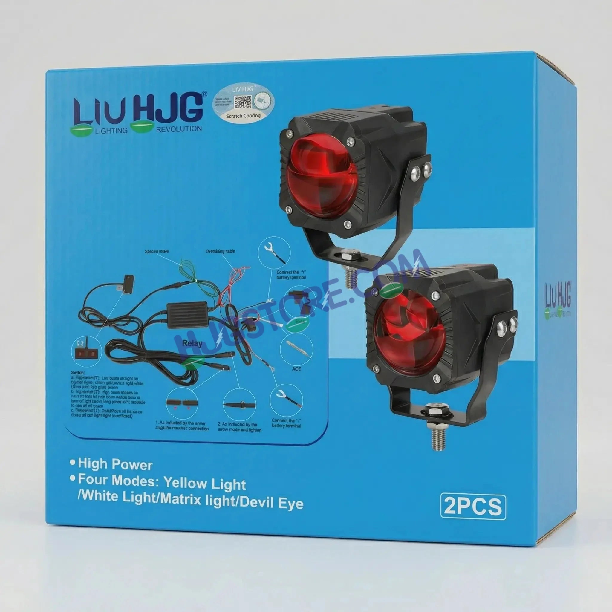 HJG Gorilla V2 Triple Lens Fog with Wiring Harness Kit 120W Gorilla Projector Foglight New Model with Wiring Foglight Ultra Wide Dual Intensity LED Driving Fog Lights White/Yellow 120W Universal For All Cars & Bikes LIU HJG Gorilla V2 Foglight Combo Kit - Biker.Store - www.biker.store