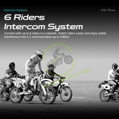 Blaise V6 Plus Motorcycle Helmet Intercom - 1200M Range - 6 Riders Multi-Pairing Bluetooth System - Biker.Store - www.biker.store