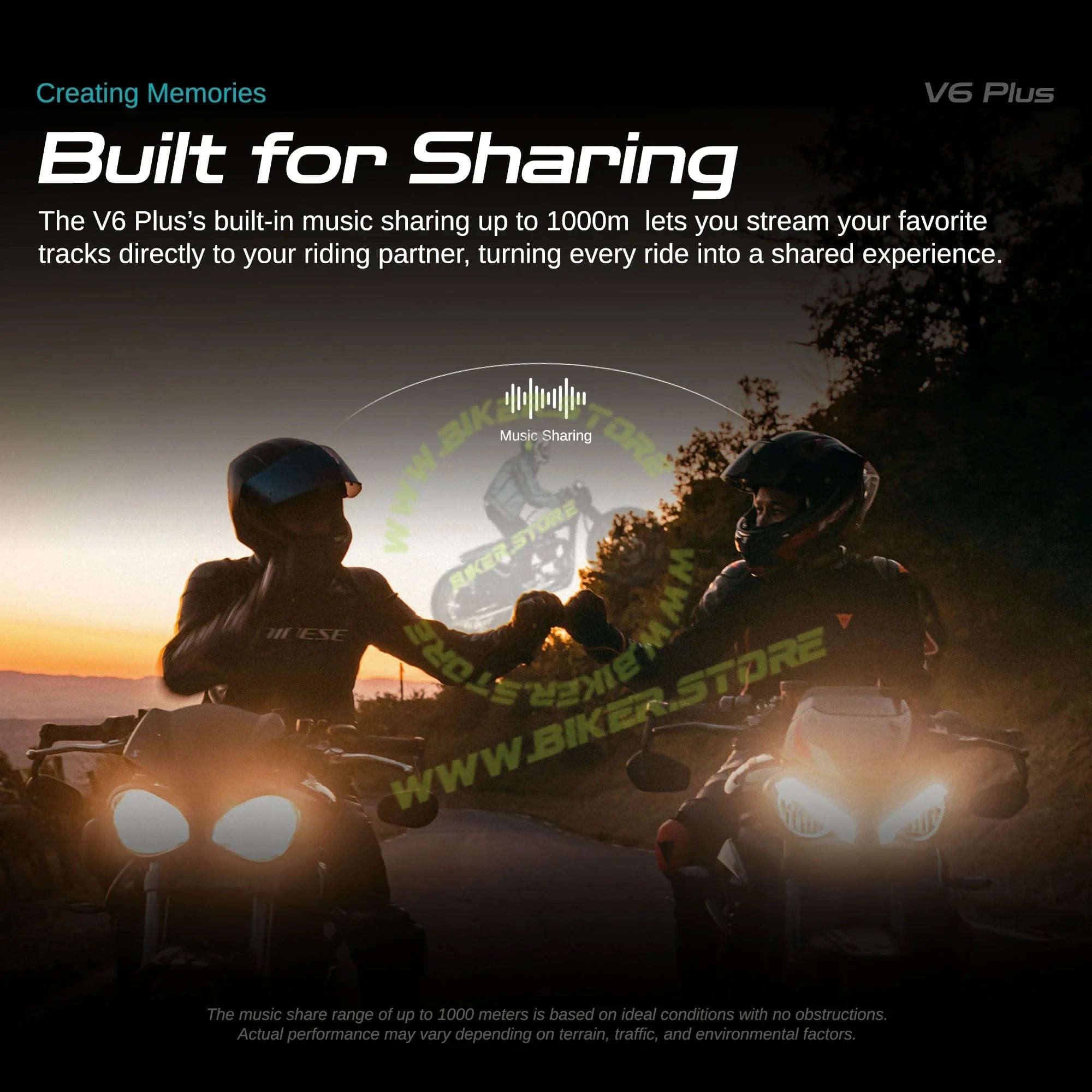Blaise V6 Plus Motorcycle Helmet Intercom - 1200M Range - 6 Riders Multi-Pairing Bluetooth System - Biker.Store - www.biker.store