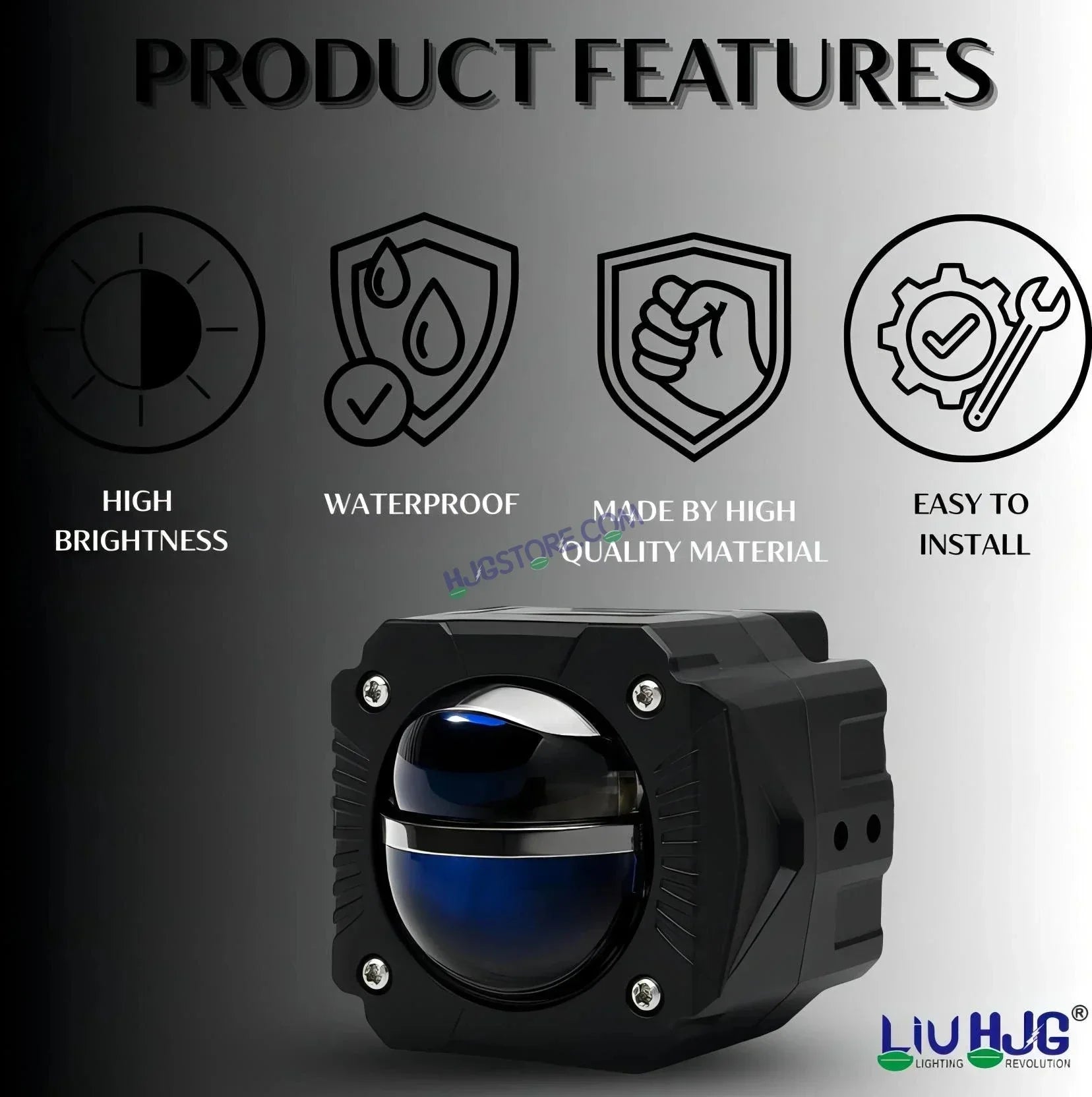 HJG Gorilla Fog Dual Lens 120W Gorilla Projector Foglight New Model with Power Adaptor Foglight Ultra Wide Dual Intensity LED Driving Fog Lights White/Yellow (2*60W = 120W Total) Universal For All Cars & Bikes LIU HJG Gorilla Projector Fog with Red DRL - Biker.Store - www.biker.store