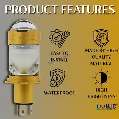 HJG RTD Lens H4 White/Yellow New Model Yellow Low White High RTD Lens Dual Projector Lens H4 LED Bulb 50W HJG Projector Light H4 LED RTD Lens with Fan Bulb 5000LM Dual Beam WY Hi/Lo Beam Headlight 12V/24V for Motorcycle/Car, Set of 1, White/Yellow Hi/Lo - Biker.Store - www.biker.store