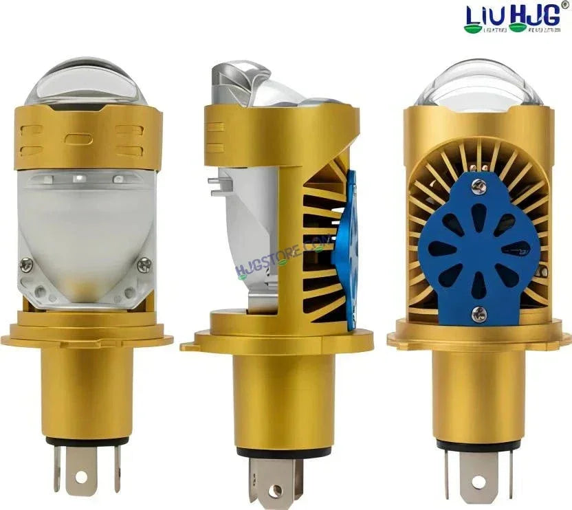 HJG RTD Lens H4 New Model White Low Beam White High Beam RTD Lens Dual Projector Lens H4 LED Bulb 50W HJG Projector Light H4 LED Mini Projector Lens with Fan Bulb 5000LM Conversion Kit Hi/Lo Beam Headlight 12V/24V for Motorcycle/Car, Set of 1, White Hi/Lo - Biker.Store - www.biker.store