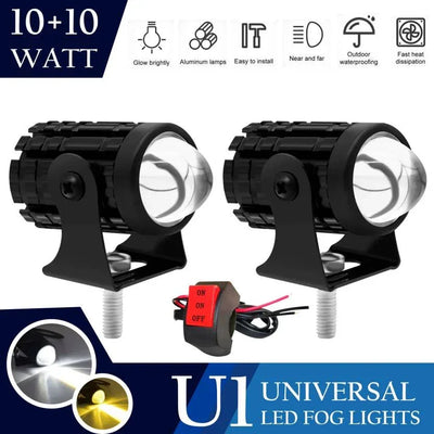 U1 Mini Drive Universal Fog Lamps Mini Driving Lights Fog Lamp Car, Motorbike, Truck, Van LED (12 V, 20 W) (Universal For Bike, Universal For Car, Pack of 2) - Biker.Store - www.biker.store