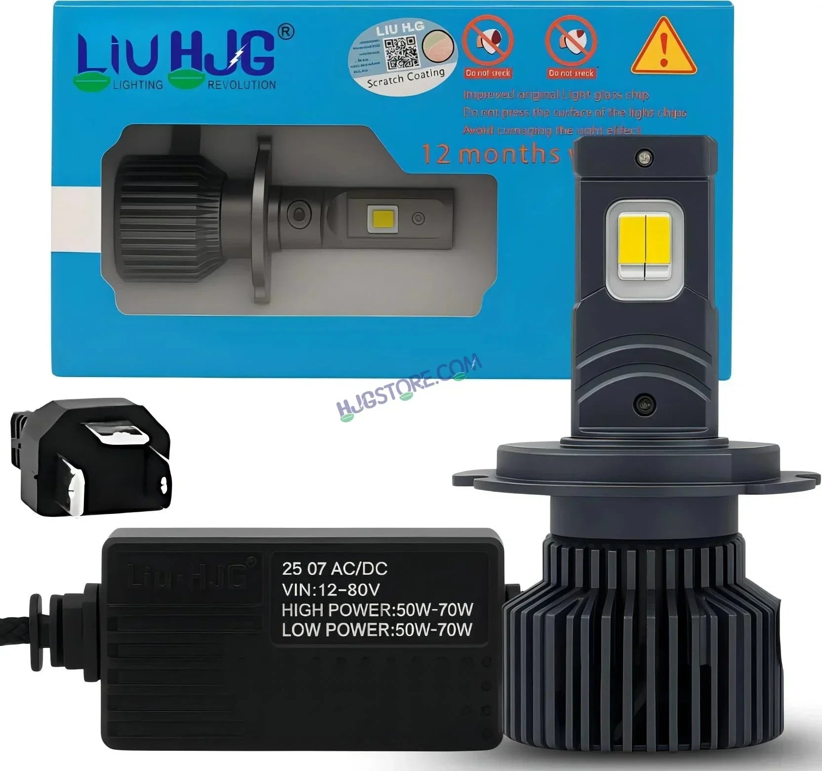 HJG M2 Mini 70W H4 New Model LED Bulb AC/DC Headlight LED Bulb White Beam 70W HJG M2 70W H4 LED for Bike Car Light H4 LED with Fan Bulb 7000LM 70W Conversion Kit Hi/Lo Beam Headlight 12V/24V for Motorcycle/Car, Set of 1, M2 Mini 7000 LM 70W, White Hi/Lo - Biker.Store - www.biker.store