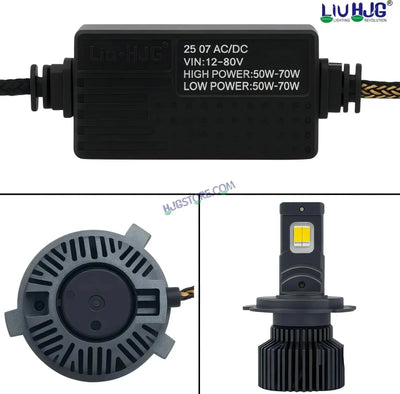 HJG M2 Mini 70W White/Yellow H4 Dual Beam New Model LED Bulb AC/DC Headlight LED Bulb White/Yellow Hi/Lo 70W H4 LED for Bike Car Light H4 LED with Fan Conversion Kit Hi/Lo Beam Headlight 12V/24V for Bike/Car, Set of 1, 7000 LM 70W, White/Yellow Hi/Lo - Biker.Store - www.biker.store