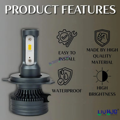 HJG 130W M3 Mini H4 New Model LED Bulb AC/DC Headlight LED Bulb White Beam 130W HJG M3 130W H4 LED for Bike Car Light H4 LED with Fan Bulb 13000LM 130W Conversion Kit Hi/Lo Beam Headlight 12V/24V for Motorcycle/Car, Set of 1, 13000 LM 130W, White Hi/Lo - Biker.Store - www.biker.store
