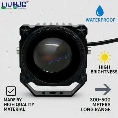 HJG Laser Cannon Foglight 500 Meters Laser Focus Projector Fog Projector Lens with 300 Meters Low Beam 500 Meters High Beam 80W Foglight Ultra Wide Dual Intensity LED Fog Lights White/Yellow Universal For All Cars & Bikes LIU HJG Laser Cannon Foglight 2pc - Biker.Store - www.biker.store