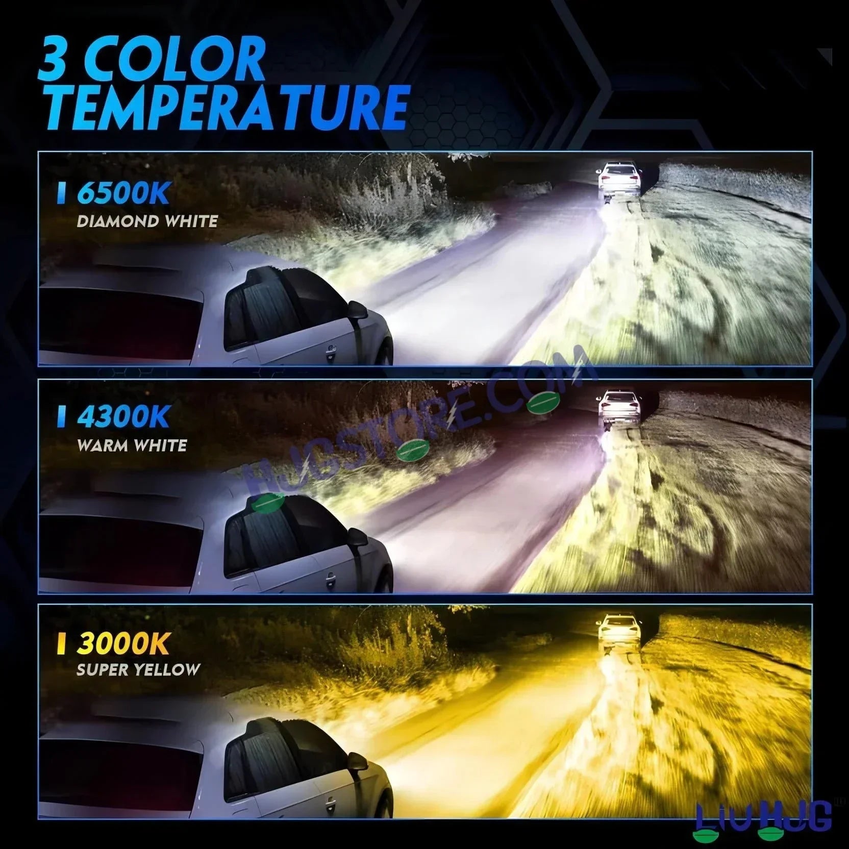 HJG AI Bulb H4 App Control 200W H4 Adjustable Beam Color Adjustable Brightness LED Bulb AC/DC Headlight White/Yellow/Warm White/Flash Beam 200W for Bike Car LED Light H4 Hi/Lo Beam Headlight 12V/24V for Bike/Car, LIU HJG AI Bulb Pack of 2, H4 Socket - Biker.Store - www.biker.store