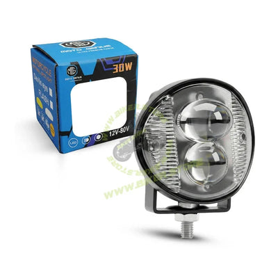 MOTO GENIUS Mini Motorcycle LED Fog Light 30W Dual Flash, Multi-Color Yellow/White/Red/Blue Spotlight, Red & Blue Warning Strobe, Compact Auxiliary Driving Light - Biker.Store - www.biker.store
