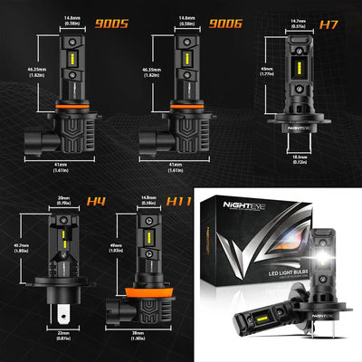 NightEye A315-S6 H7 Two Pin 6500K White 2PCS Car LED Headlight Bulb 14,000LM/Pair LED Headlamp IP Waterproof - Type H7 - Biker.Store - www.biker.store