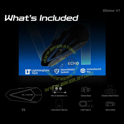 Blaise V1 High-Fidelity Bluetooth Intercom with CNC Noise Cancellation for Full-Face & Modular Helmets - Biker.Store - www.biker.store