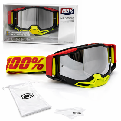 100% Upgraded Goggle for Motorcycle Riding Strong Material UV Protection Clear Vision Lens, Dustproof with Comfortable Foam Padding Adjustable Headband Red Color for Dirt Bike Racing Pack 1 - Biker.Store - www.biker.store