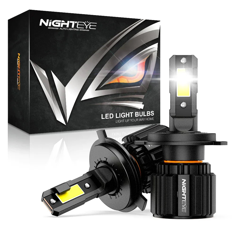 Original Nighteye A315 S4 NEW MODEL 2024 H4 LED Headlight Bulb H4 (Set of 2) For All Motorcycles (Low and High Beam Bulbs (White) 13000 LM 3 Side Chip) - Type H4 - Biker.Store - www.biker.store