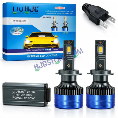 HJG 180W H7 Two Pin 2pc LED Headlight Bulbs H7 Adjustable Holder LED Bulb AC/DC Headlight White 6500K 180W Headlight Bulbs for Bike Car LED Light H7 Two Pin White Headlight 12V/24V for Bike/Car, LIU HJG 180W H7 Socket Bulbs Pack of 2, H7 Socket - Biker.Store - www.biker.store