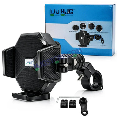HJG Hexagon R6 Mobile Holder with Handlebar Mount for Bike, Two Wheelers Universal HJG Hexagon R6 Handlebar Mount Mobile Holder Anti-Theft Mobile Holder 360 Degree Rotation Adjustable Size and Locking System LIU HJG Hexagon R6 Bike Handlebar Mount Holder - Biker.Store - www.biker.store
