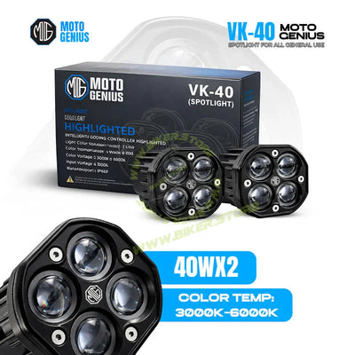 MOTO GENIUS 4 LED 80W Fog Light | Dual Color Yellow & White High Power Fog Lights for Car, Bike, Truck & Van | Universal Off-Road Auxiliary Light Kit (Pack of 2) - Biker.Store - www.biker.store
